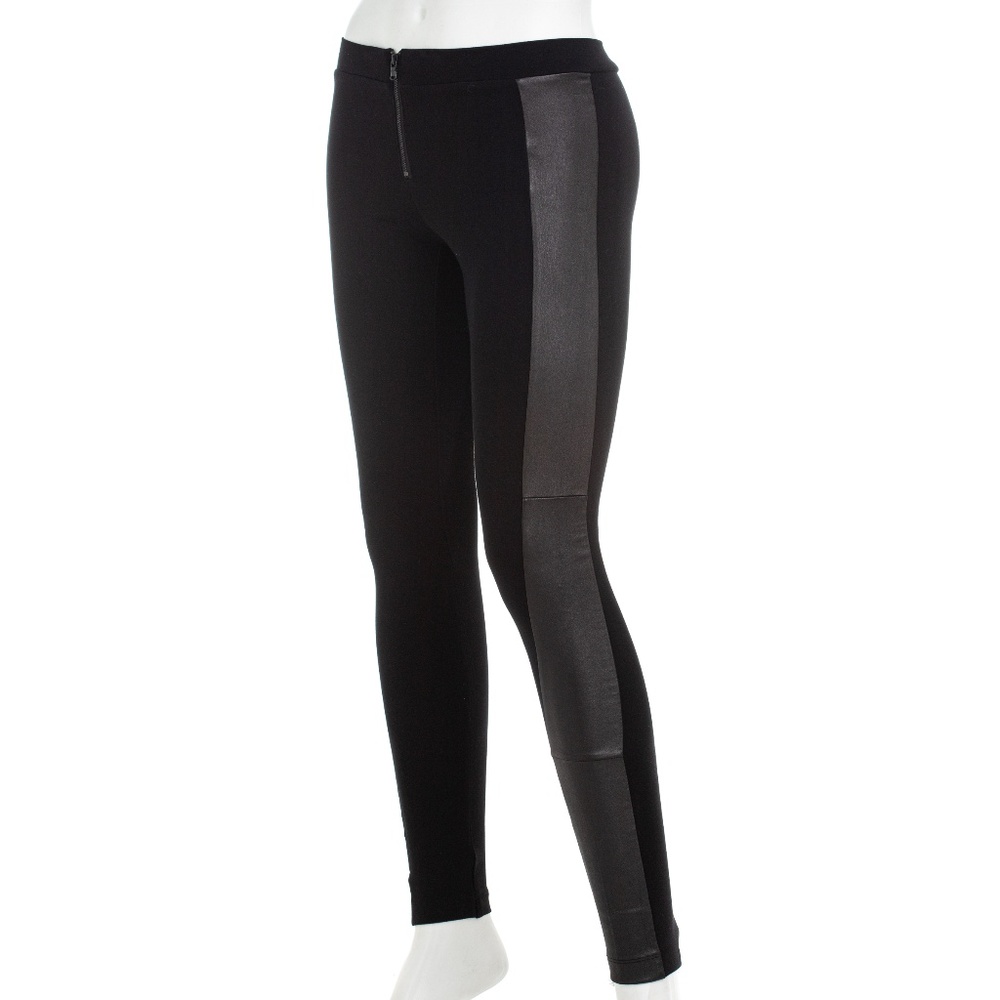 Alice & Olivia Zip Leather Ponte Combo Leggings